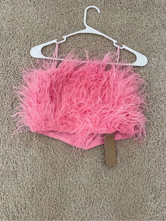 Tops - Girls Pink Feathered Party Shorts